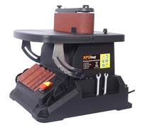 Luxebough Ponceuse à broche oscillante verticale et ponceuse à bande, machine combinée 2 en 1, moteur de 500 W avec table inclinable, 5 manchons de ponçage et bande de 10,2 x 61 cm, ponceuses d'établi