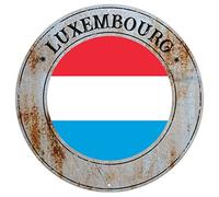Luxembourg Plaque en aluminium avec drapeau national du Luxembourg Décoration murale rétro Souvenir de pays Plaque ronde en métal de qualité pour porche extérieur Chambre 22,9 x 22,9 cm Cadeau de