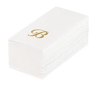 Luxenap - Lot de 50 serviettes en papier rectangulaires avec lettre B dorée, police cursive - 40 x 20,3 cm