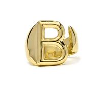 LUXENTER Bague Alphabet B finition or 18 carats - Réglable