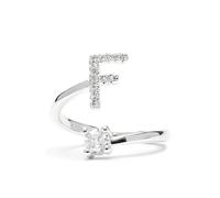 LUXENTER Bague Alphabet F finition argent - Réglable