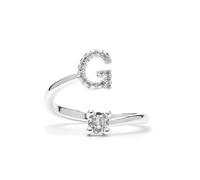 LUXENTER Bague Alphabet G finition argent - Réglable