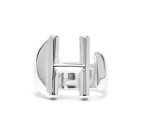 LUXENTER Bague Alphabet H finition argent - Réglable