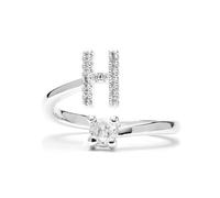 LUXENTER Bague Alphabet H finition argent - Réglable