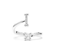 LUXENTER Bague Alphabet I finition argent - Réglable