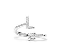 LUXENTER Bague Alphabet L finition argent - Réglable