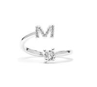 LUXENTER Bague Alphabet M finition argent - Réglable