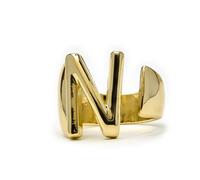 LUXENTER Bague Alphabet N finition or 18 carats - Réglable