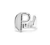 LUXENTER Bague Alphabet P finition argent - Réglable