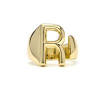 LUXENTER Bague Alphabet R finition or 18 carats - Réglable
