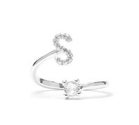 LUXENTER Bague Alphabet S finition argent - Réglable