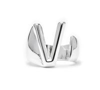 LUXENTER Bague Alphabet V finition argent - Réglable