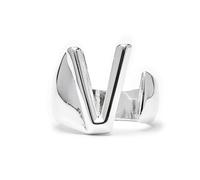 LUXENTER Bague Alphabet V finition argent - Réglable