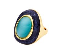 Luxenter Bague avec œil-de-chat bleu, plaque or 18 carats - Gori