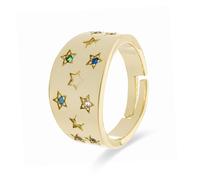 Luxenter Bague avec zircone brillante, plaque en or jaune 18 carats - Etav