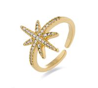 Luxenter Bague avec zircone brillante, plaque en or jaune 18 carats - Oriok