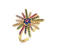 Luxenter Bague avec zircone multicolore, plaque or 18 carats - Daob