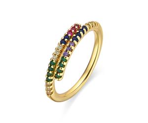 Luxenter Bague avec zircone multicolore plaque or 18 carats - Tazel