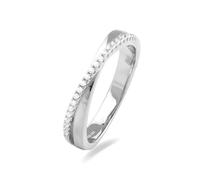 LUXENTER Bague en argent sterling 925 avec zircon brillant finition rhodium couleur argent petit bijou pour femme - Modèle Sabuk