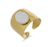 LUXENTER - Bague en nacre blanche, or jaune 18 carats, métal, perle