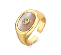 Luxenter Bague en nacre blanche plaque or 18 carats - Staxo