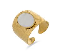 Luxenter Bague en nacre blanche plaquée or jaune 18 carats - Anleh