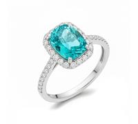 Luxenter Bague en quartz hydrothermal vert Paraiba plaquée rhodium - Lynor