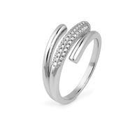 Luxenter Bague en zircone brillante avec plaque rhodiée - Jedrac