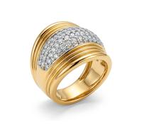 Luxenter Bague en zircone brillante, plaque en or jaune 18 carats - Lilfu