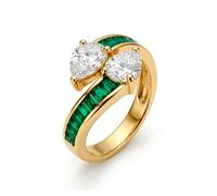 Luxenter Bague en zircone émeraude avec plaque en or jaune 18 carats - Darbia