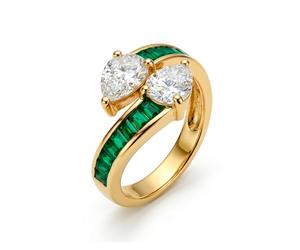 Luxenter Bague en zircone émeraude avec plaque en or jaune 18 carats - Darbia