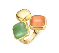 Luxenter Bague œil-de-chat multicolore plaque or 18 carats - Shureo
