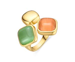 Luxenter Bague œil-de-chat multicolore plaque or 18 carats - Shureo