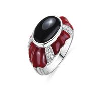 Luxenter Bague 'Rendi' bordeaux / noir / argent, Taille 54