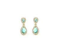 LUXENTER Boucles d'oreilles avec quartz hydrothermal vert Paraiba finition or 18 carats. Couleur verte. Bijoux pour femme - Modèle Misim