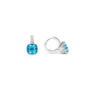 LUXENTER Boucles d'oreilles avec zircon topaze bleu finition rhodium couleur bleue. Bijoux pour femme - Modèle Rilhi