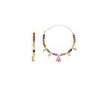 LUXENTER - Boucles d'oreilles Baim Tourmaline, multicolore, or jaune 18 carats, uniques, laiton, non applicable