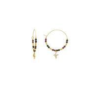 LUXENTER Boucles d'oreilles créoles en argent sterling 925 avec zircon brillant finition or 18 carats multicolore. Bijoux pour femme - Modèle Paila