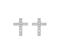 LUXENTER Boucles d'oreilles croix finition rhodium