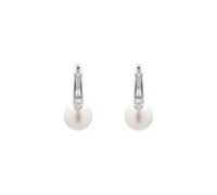 LUXENTER Boucles d'oreilles en alliage de métal avec nacre blanche finition argent couleur blanche Boucles d'oreilles moyennes style brillant Bijoux pour femme Tyasmi