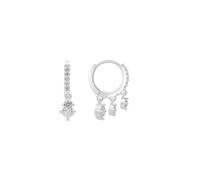 LUXENTER Boucles d'oreilles en alliage de métal avec zircon brillant finition argent couleur blanche anneaux style brillant bijoux pour femme Russa