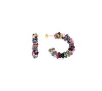 Luxenter Boucles d'oreilles en argent sterling 925 avec tourmaline multicolore, plaque en or jaune 18 carats - Salblai
