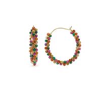 Luxenter Boucles d'oreilles en argent sterling 925 et tourmaline multicolore, plaque en or jaune 18 carats - Rend