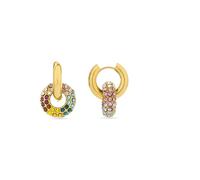LUXENTER - Boucles d'oreilles en cristal multicolore Rawe, or jaune 18 carats, unique, laiton, non applicable