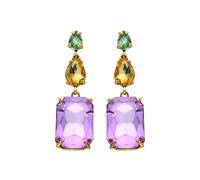 Luxenter Boucles d'oreilles en cristal violet avec plaque en or jaune 18 carats - Phiaqua