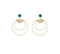 Luxenter Boucles d'oreilles en malachite finies en or jaune 18 carats - Mobu