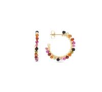 Luxenter Boucles d'oreilles en tourmaline multicolore avec plaque en or jaune 18 carats - Aiel