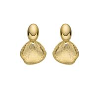 LUXENTER Boucles d'oreilles finies en or 18 carats, couleur dorée. Boucles d'oreilles longues pour femme - Modèle Ondex