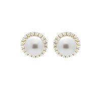 LUXENTER Boucles d'oreilles finies en or 18 carats, couleur dorée. Petites boucles d'oreilles pour femme - Modèle Nyma