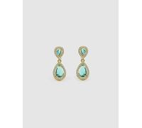 LUXENTER Boucles d'oreilles avec quartz hydrothermal vert Paraiba finition or 18 carats. Couleur verte. Bijoux pour femme - Modèle Misim